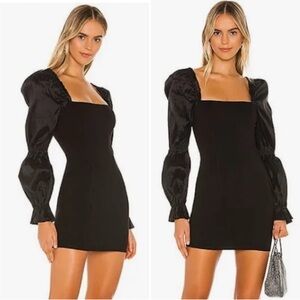 MAJORELLE Black Long Sleeve Off-Shoulder Dress